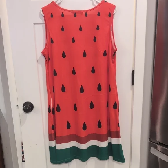 Pink and Black Sleeveless Scoop Neck Midi Sundress - Picture 6 of 8